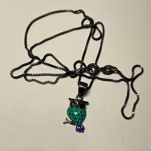 Sterling Silver Owl 🦉 Pendant with Sterling Silver Chain, 18.75 inches long - Picture 3 of 7